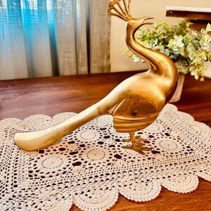 Vintage Brass  Peacock Figurine